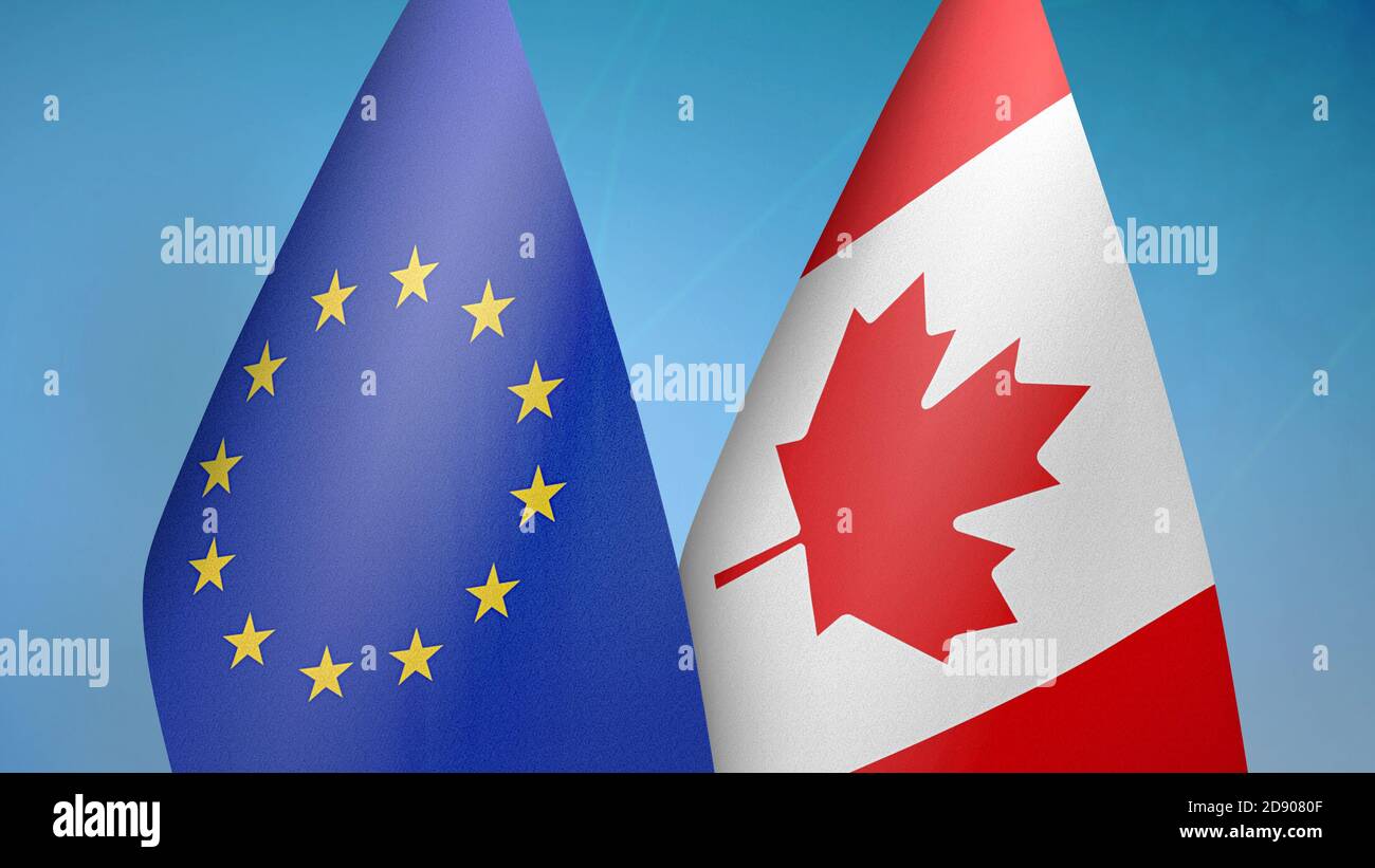 Union européenne et Canada deux drapeaux Banque D'Images