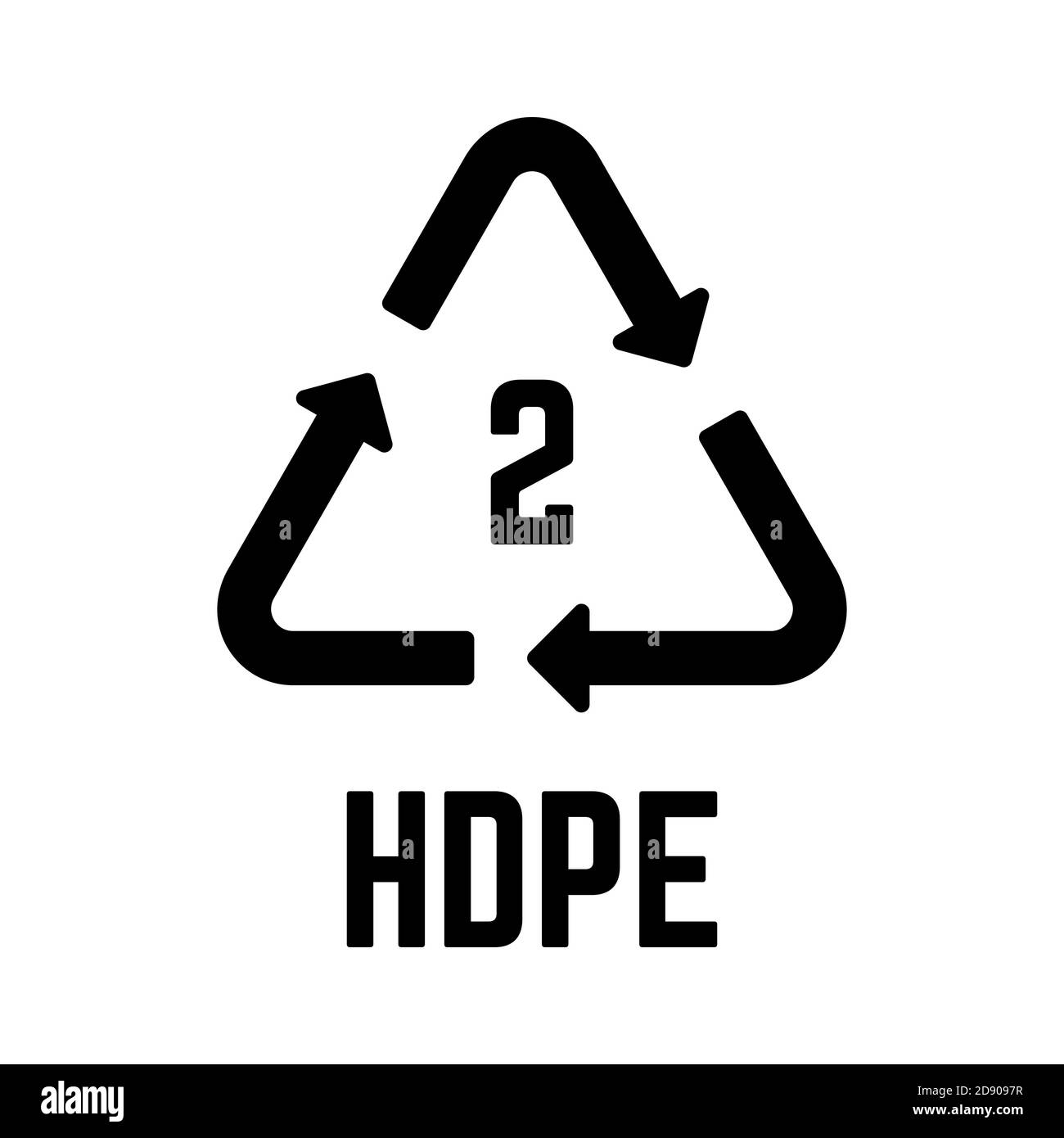 Code d'identification de la résine HDPE isolé sur blanc Illustration de Vecteur