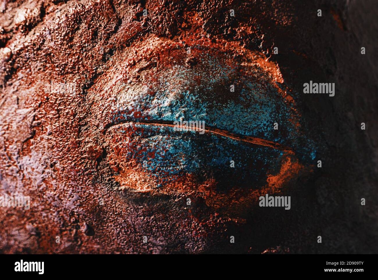 Fond en métal rouillé abstrait multicolore. Fond en fer recouvert de rouille et de peinture multicolore Banque D'Images