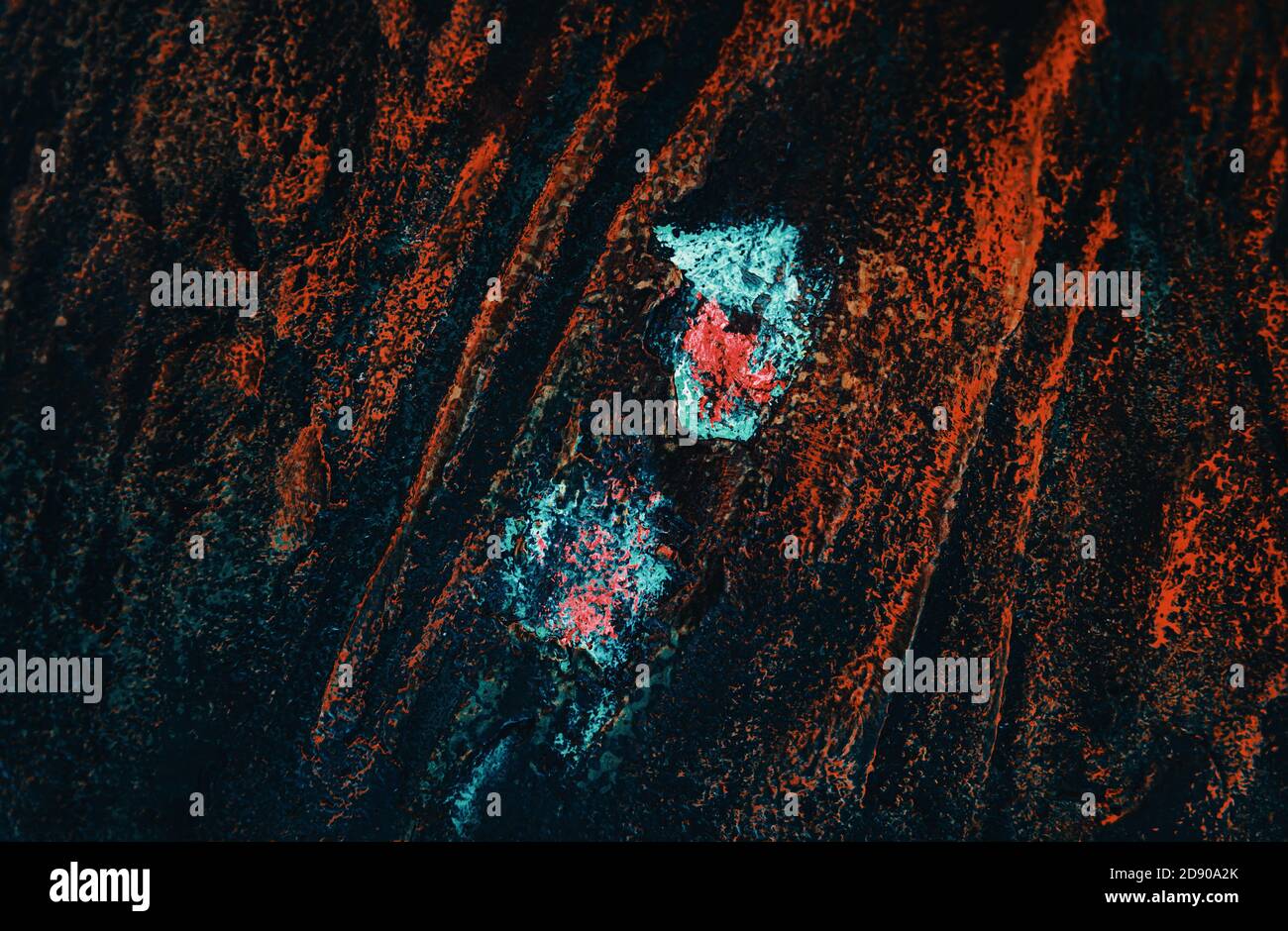 Fond en métal rouillé abstrait multicolore. Fond en fer recouvert de rouille et de peinture multicolore Banque D'Images