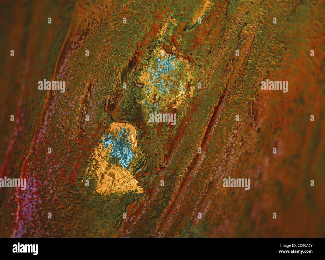 Fond en métal rouillé abstrait multicolore. Fond en fer recouvert de rouille et de peinture multicolore Banque D'Images