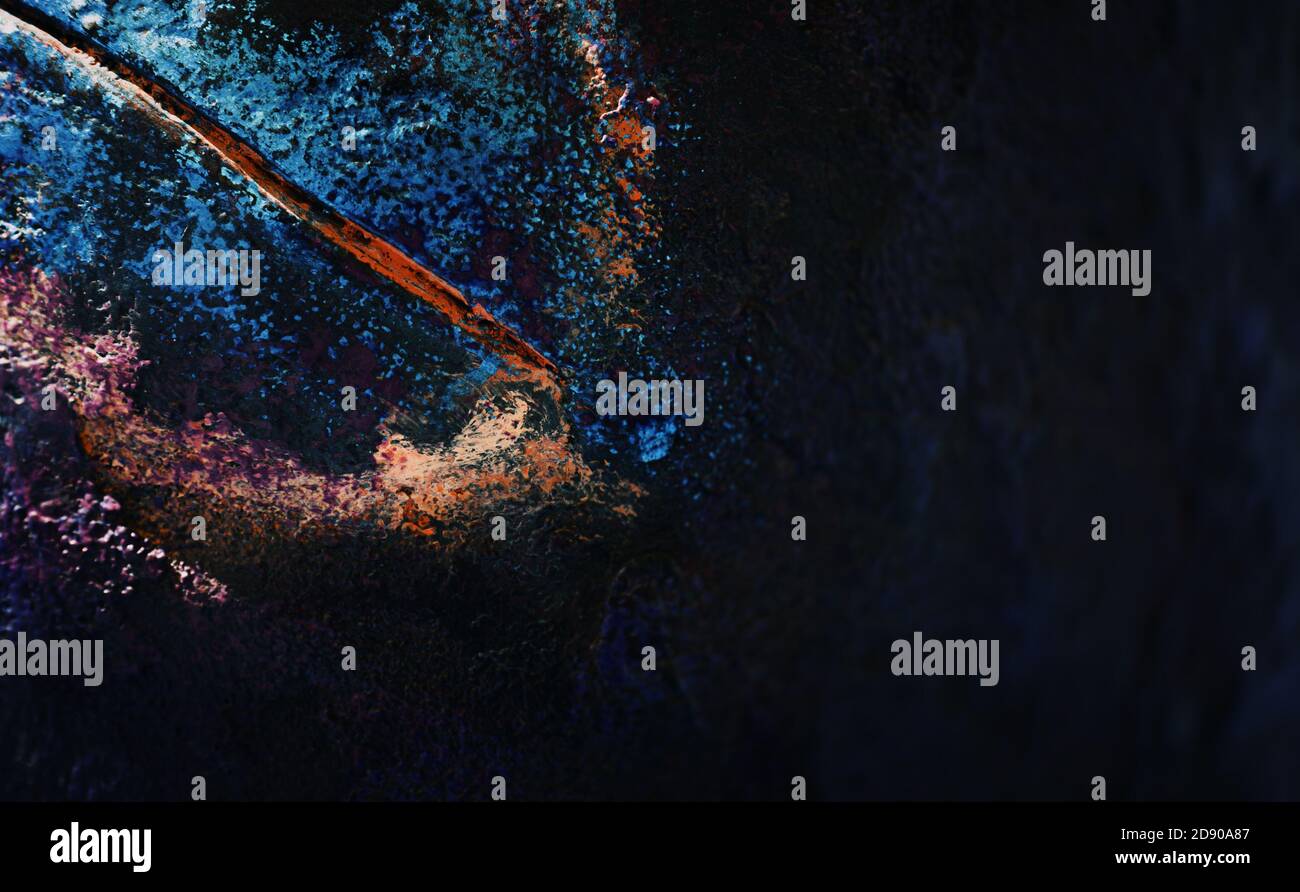Fond en métal rouillé abstrait multicolore. Fond en fer recouvert de rouille et de peinture multicolore Banque D'Images