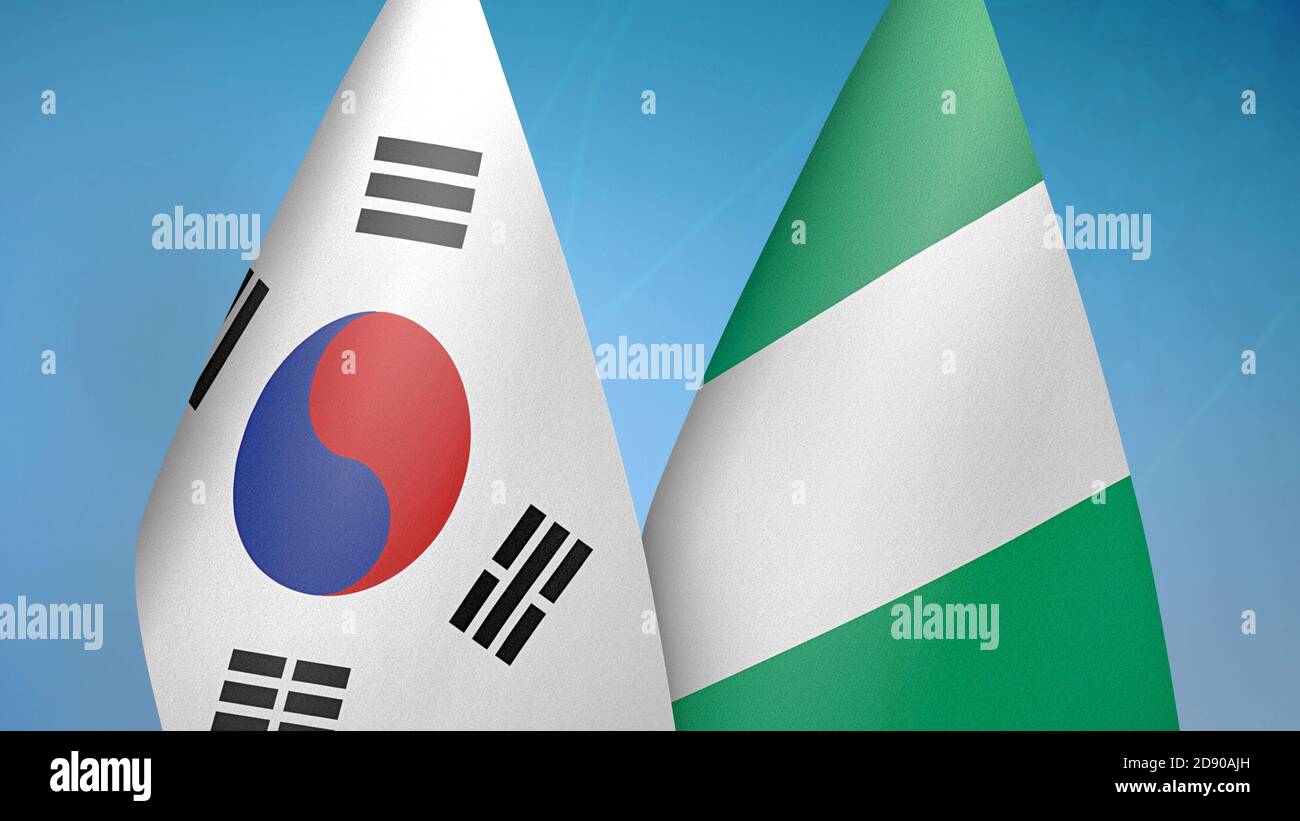 La Corée du Sud et le Nigeria sont deux drapeaux Banque D'Images