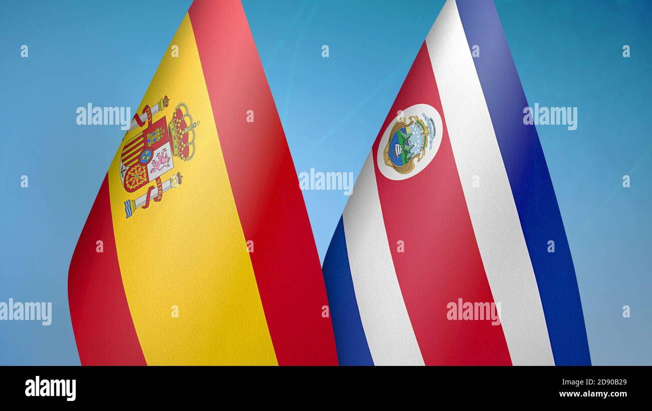 Espagne et Costa Rica deux drapeaux Banque D'Images