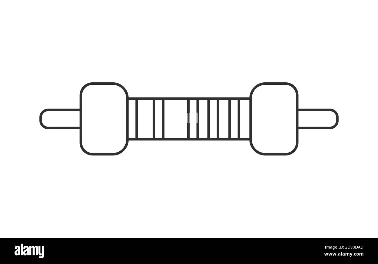 Symbole de résistance électrique style vectoriel isolé. Icône de résistance à couche métallique 1 et 4W à montage traversant Illustration de Vecteur