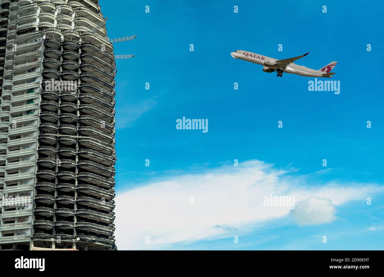 Une compagnie aérienne a pris le départ de l'aéroport de Suvarnabhumi, à Bangkok, en Thaïlande Banque D'Images