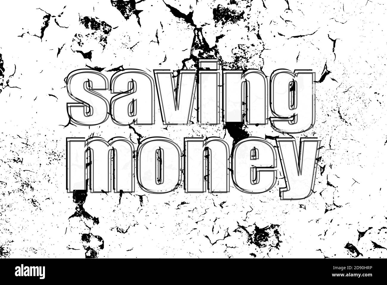 Économies de texte. Concept de gestion . Mot peint sur fond blanc noir vintage ancien Banque D'Images