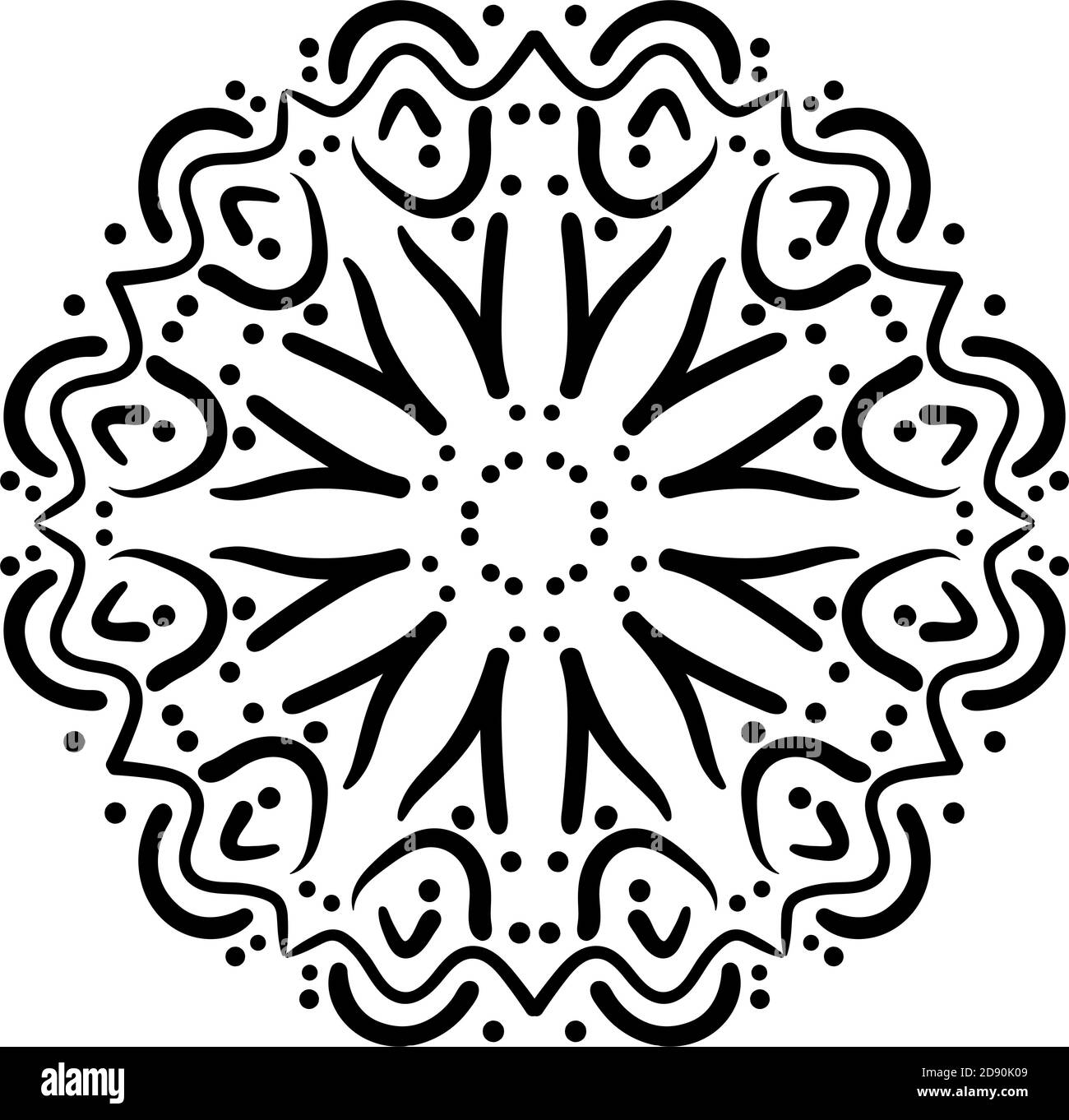 Motif circulaire sous forme de mandala pour les cartes de vœux, l'impression de cas, etc. Motifs abstraits. Motif Mandala noir et blanc Banque D'Images