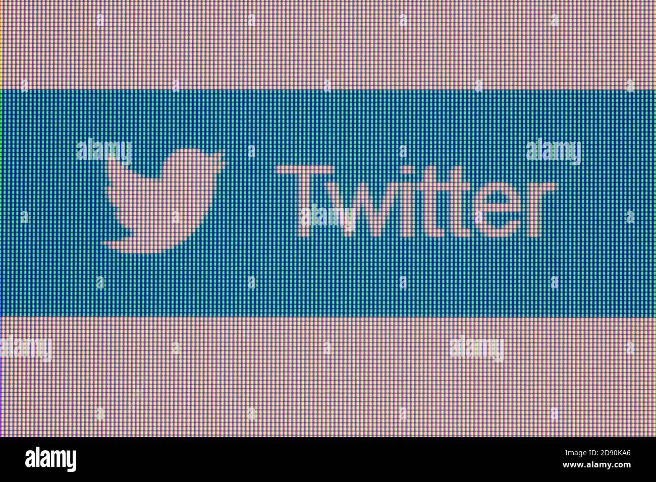 Moscou, Russie - 02 novembre 2020 : gros plan extrême du bouton Twitter sur le site. Banque D'Images