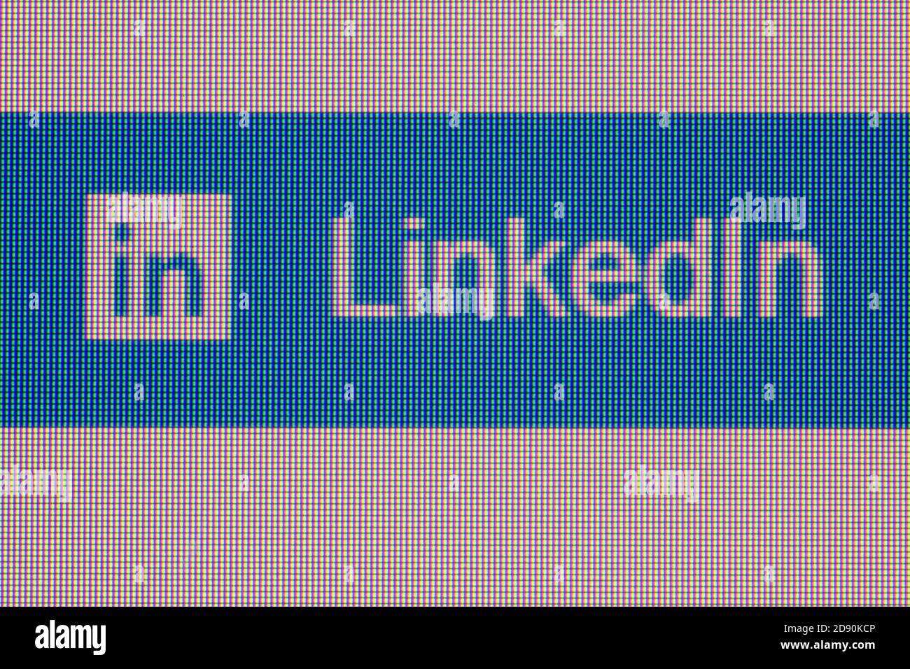 Moscou, Russie - 02 novembre 2020 : gros plan extrême du bouton Linkedin sur l'écran. Banque D'Images