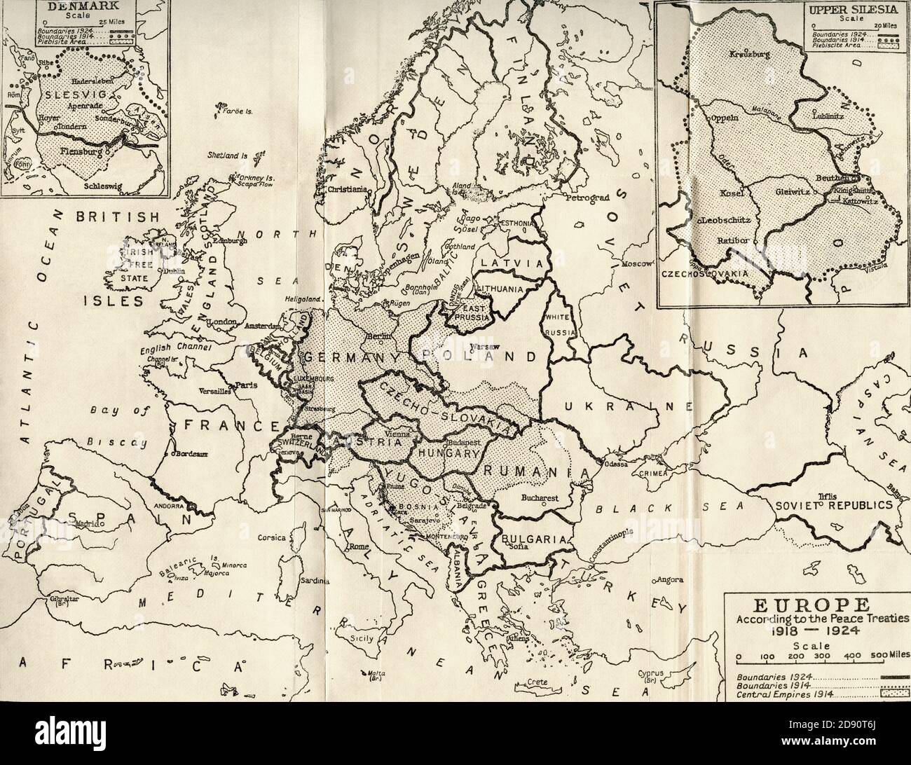 Carte de l'Europe en 1815. De l'évolution de l'Europe moderne, 1453 - 1932, publié en 1933. Banque D'Images