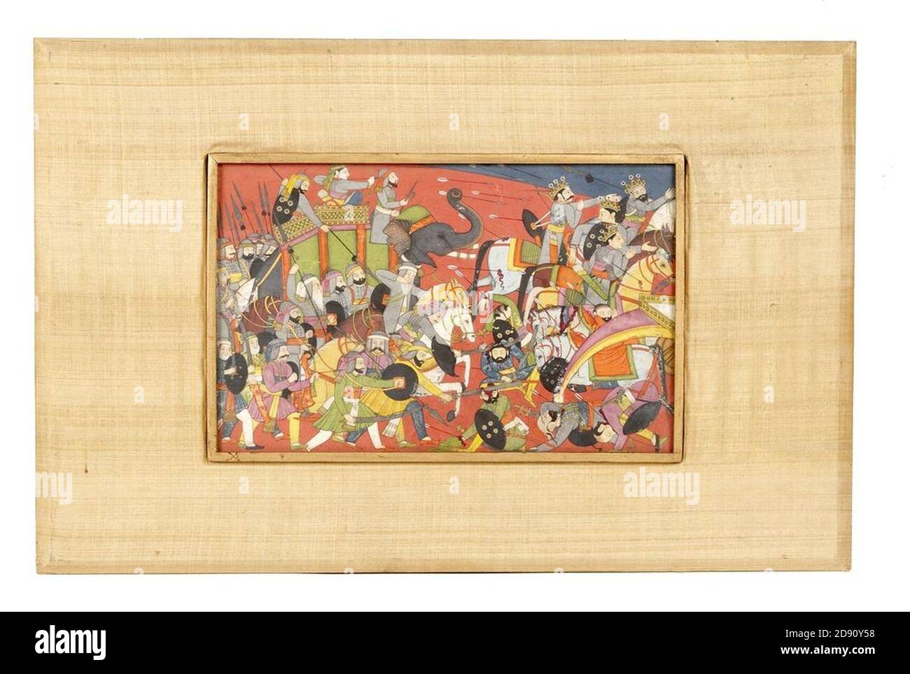 Tableau Kangra d'une scène de bataille présentée aux États-Unis par Sarvepalli Radhakrishnan. Banque D'Images