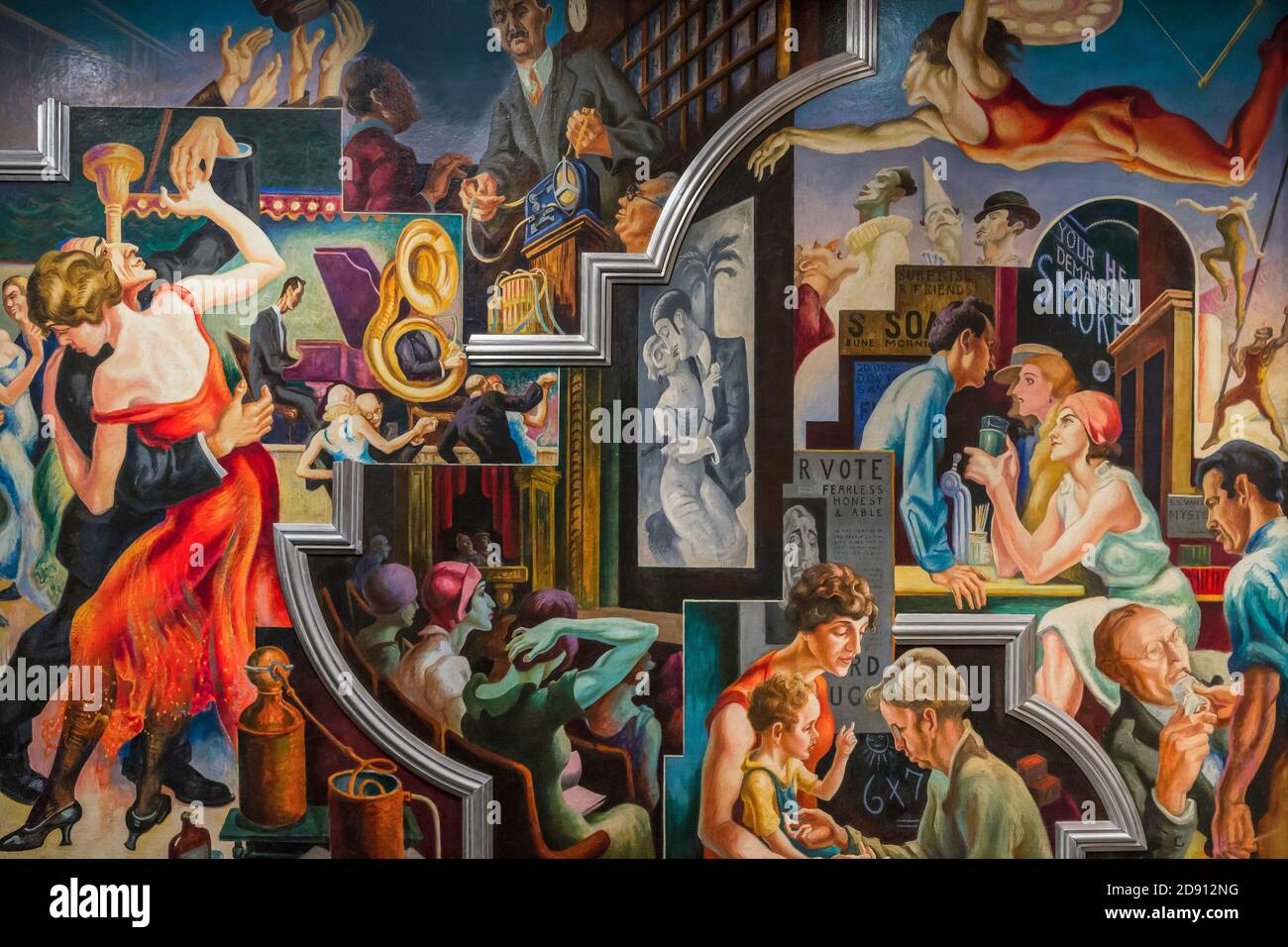 Activités de la ville avec salle de danse, l'Amérique d'aujourd'hui, Thomas Hart Benton, 1930-1931, Metropolitan Museum of Art, Manhattan, New York City, USA, Amérique du Nord Banque D'Images