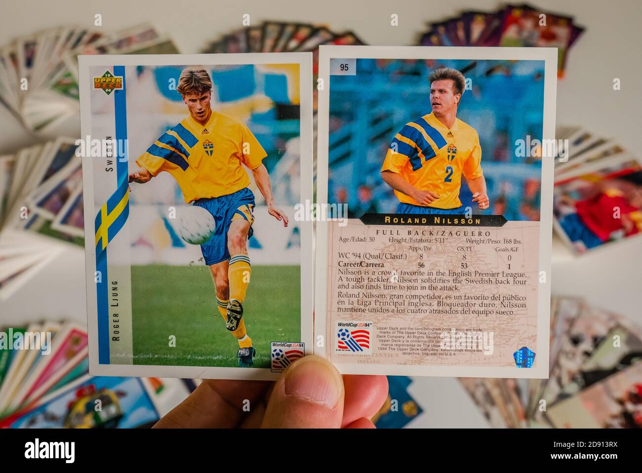 cartes de commerce de football de la coupe du monde par la compagnie de la partie supérieure Banque D'Images