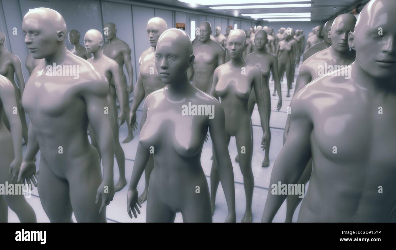 3D render. Silhouettes humanoïdes clonage Banque D'Images