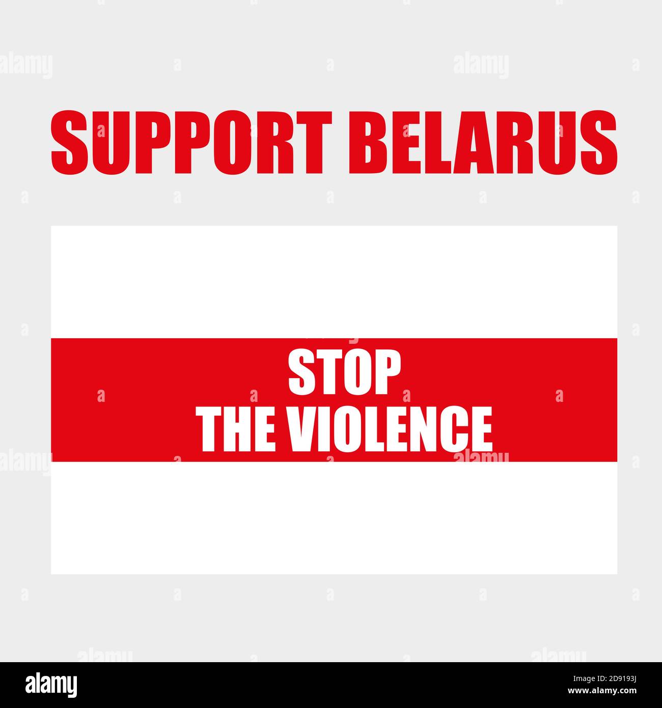 Arrêter la violence. Drapeau blanc et rouge. Manifestations en Biélorussie après les résultats des élections 2020. Modèle vectoriel isolé pour bannière, médias sociaux Illustration de Vecteur