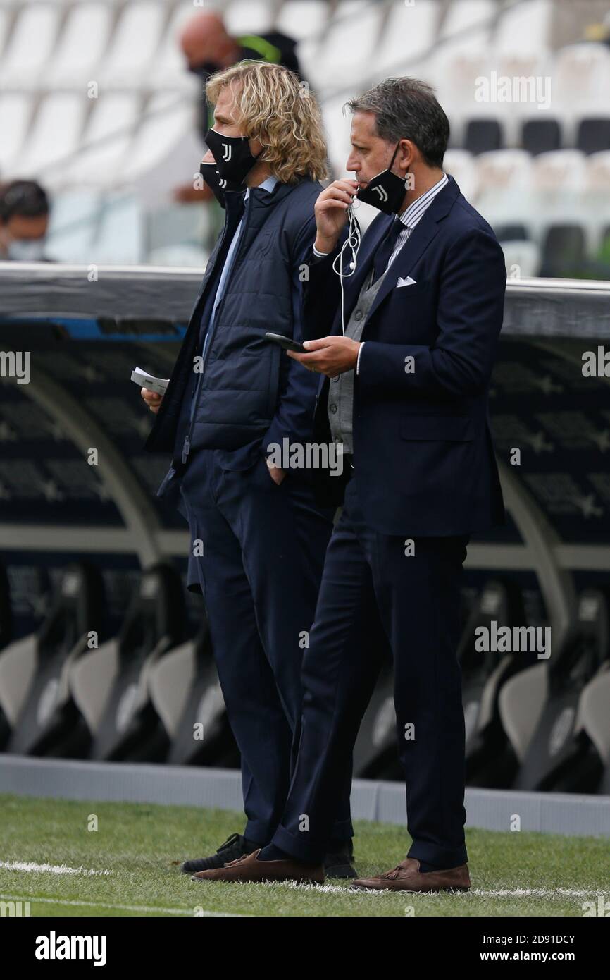 Fabio Paratici, directeur général de la zone de football, et Pavel Nedved (Juventus FC) pendant Spezia Calcio vs Juventus FC, football italien Serie A m C Banque D'Images