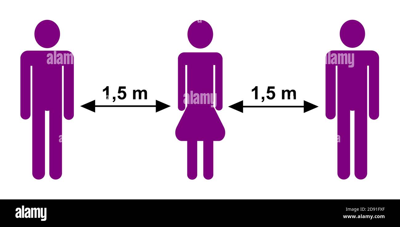 Distance de sécurité entre les personnes, représentation symbolique dans une illustration Banque D'Images