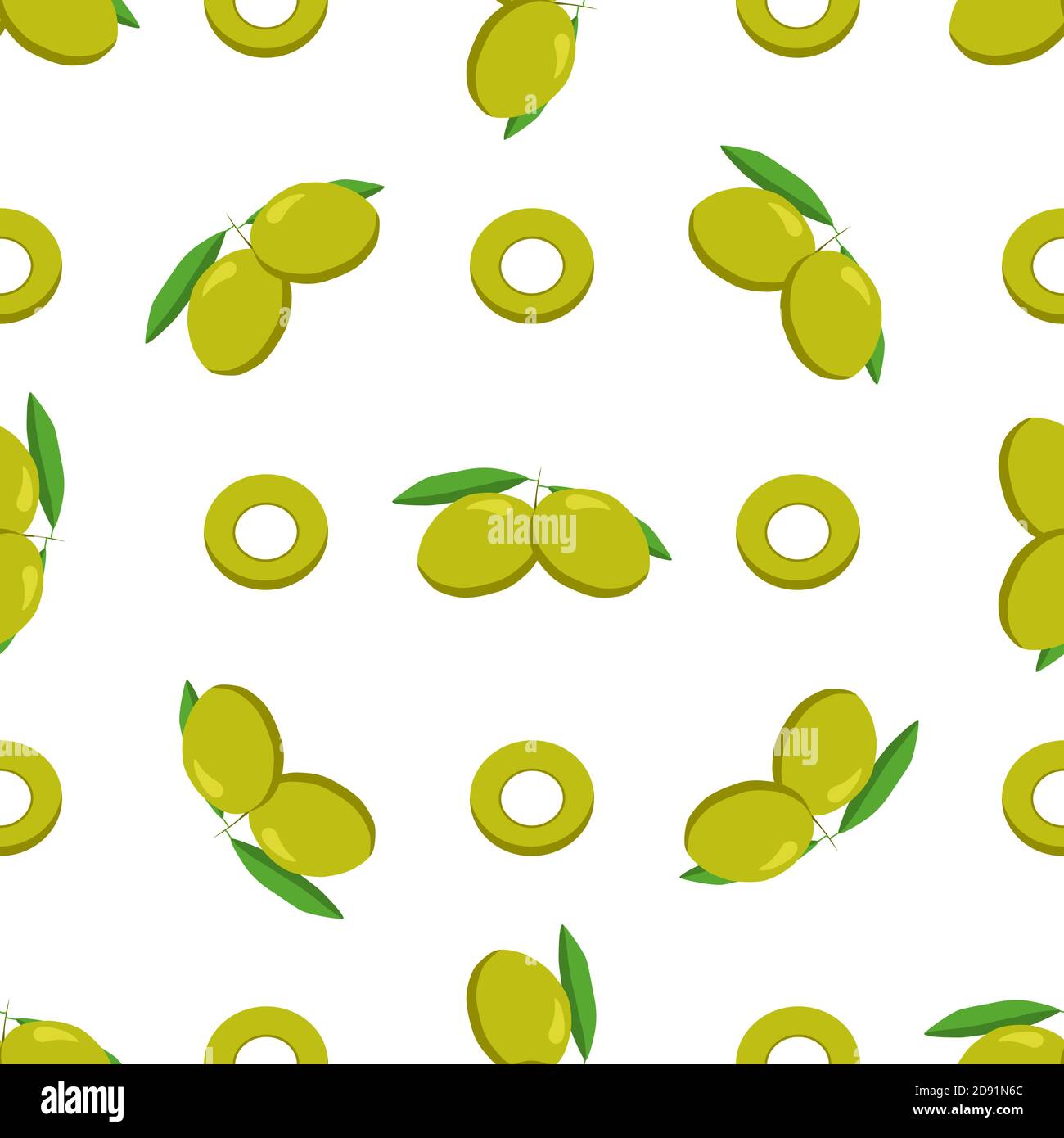 Illustration sur le thème de l'olive italienne à motif lumineux, baie d'huile pour le phoque. Motif de baies composé d'une belle olive italienne, de nombreuses herbes d'huile. Simple Illustration de Vecteur