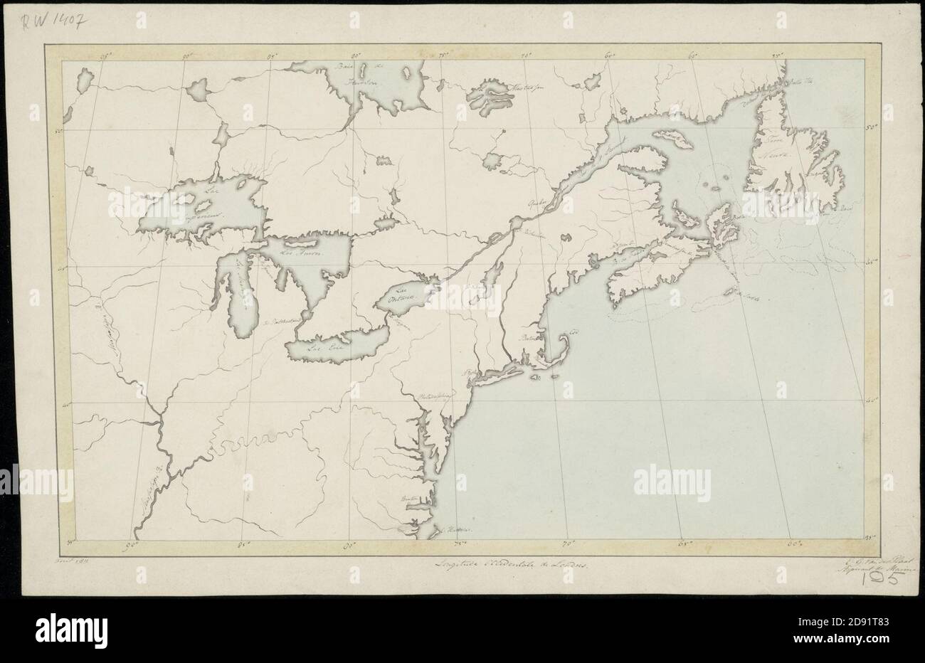 Kaart van Canada. N.B. betret kust- en meren gebied. Kleur. PAR EXEMPLE, v.d. Plaat, aspirant de Marine. Banque D'Images