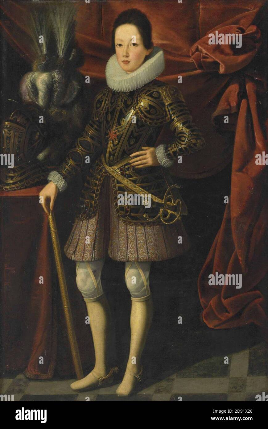 Jutus Sustanermans (studio) - Portrait du jeune Ferdinand II de' Medici (1610-1670), Grand Duc de Toscane, en armure. Banque D'Images