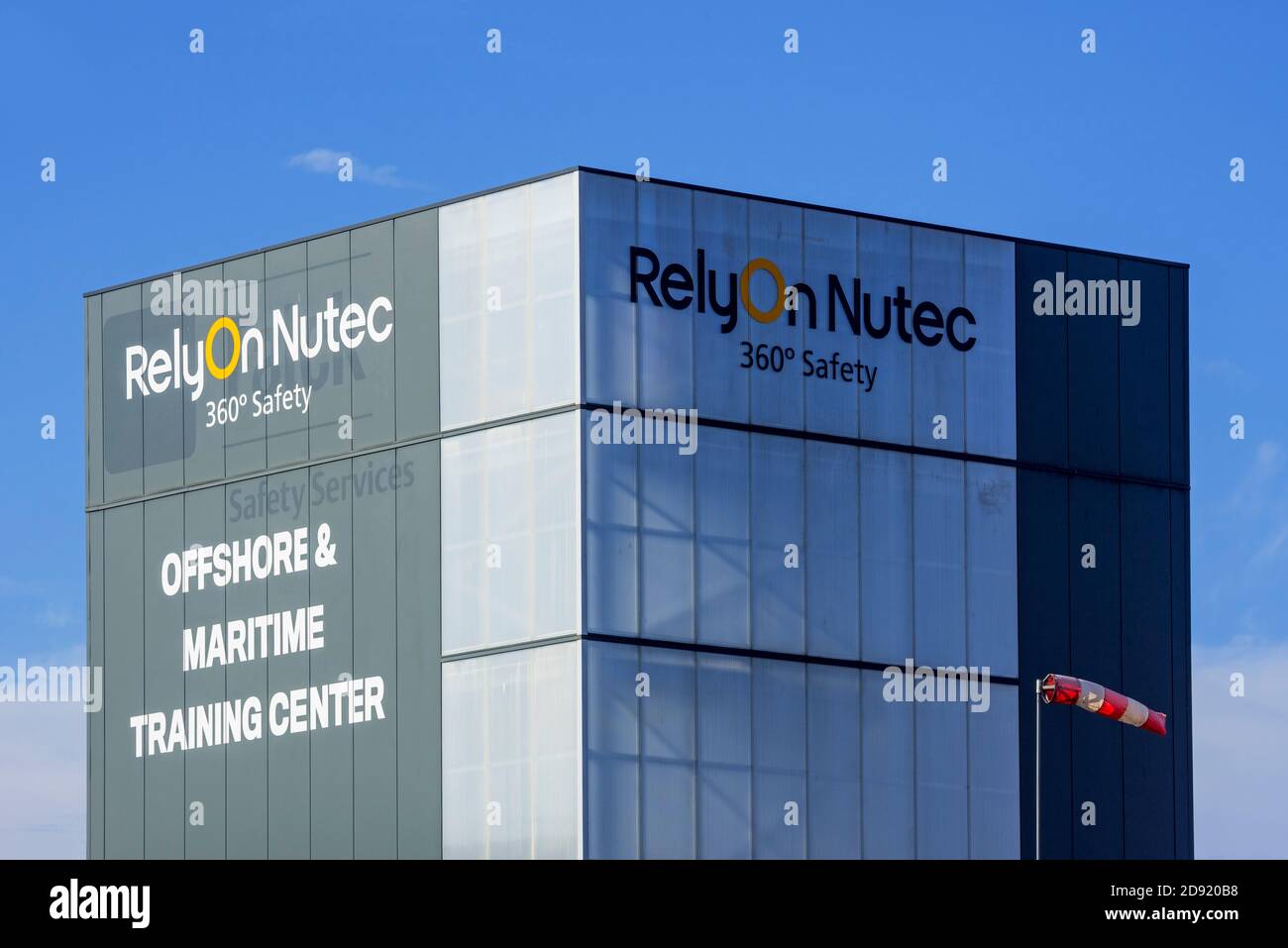 Centre de formation RelyOn NuTec, prestataire de formation à la sécurité pour l'industrie pétrolière et gazière, maritime et éolienne dans le port d'Ostende, Flandre Occidentale, Belgique Banque D'Images