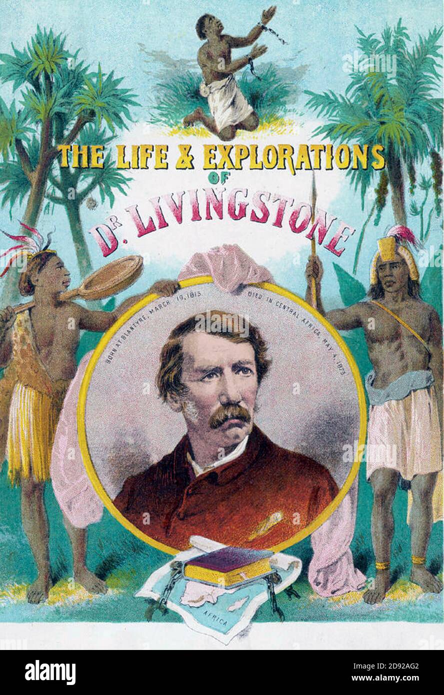 DAVID LIVINGSTONE (1813-1873) médecin et missionnaire écossais. Livre de ses mémoires publié en 1874. Banque D'Images