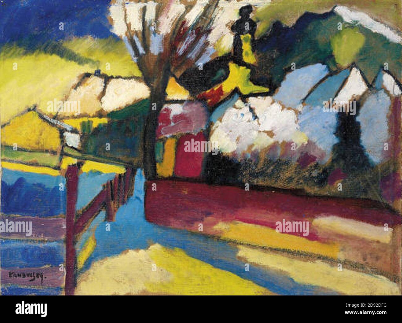 Kandinsky - improvisation mit Herbstlandschaft mit Baum 1910 R350. Banque D'Images