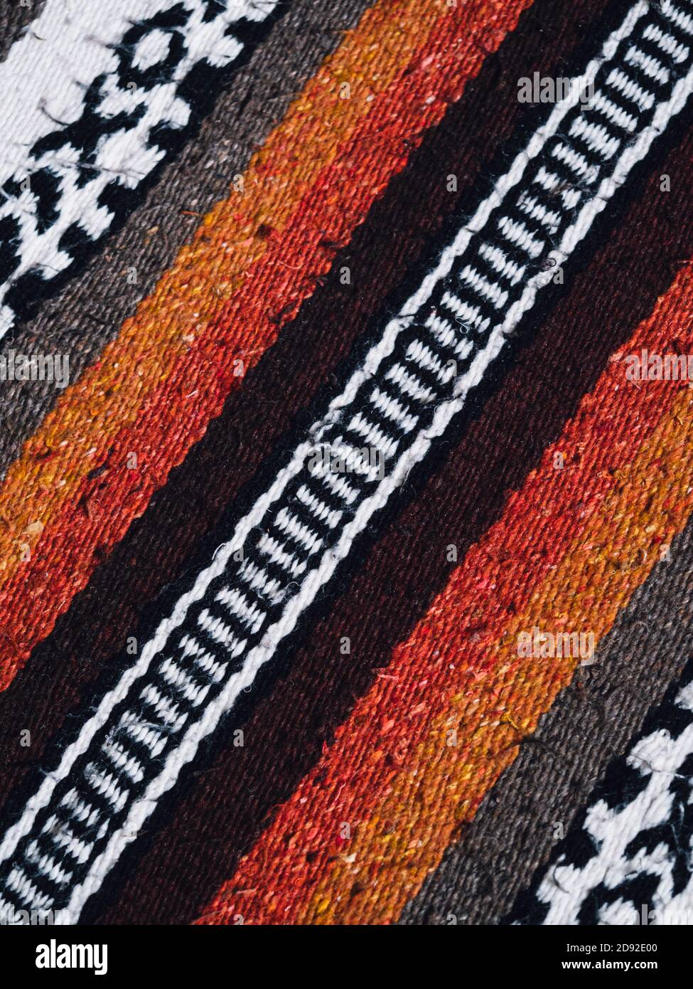 Vue aérienne inclinée du motif sur tapis textile en provenance du Mexique, Amérique centrale Banque D'Images