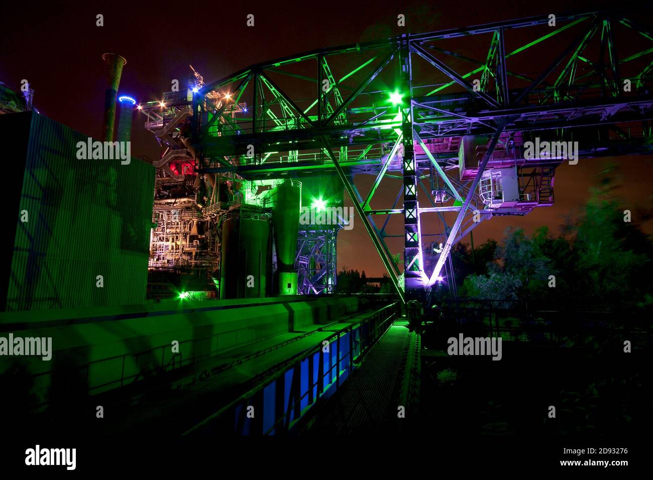 Grue de nuit à Landschaftspark Duisburg-Nord Banque D'Images