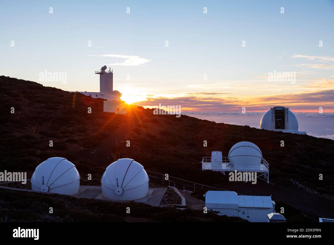 L'Europe, Espagne, Canaries, La Palma, site de la biosphère de l'Unesco, le Parc National Caldera de Taburiente, observatoire de télescope Banque D'Images