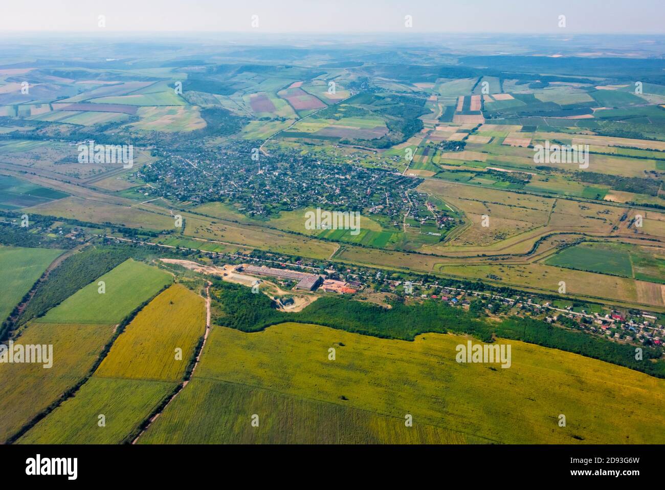 Vue aérienne sur les terres agricoles, Moldavie Banque D'Images