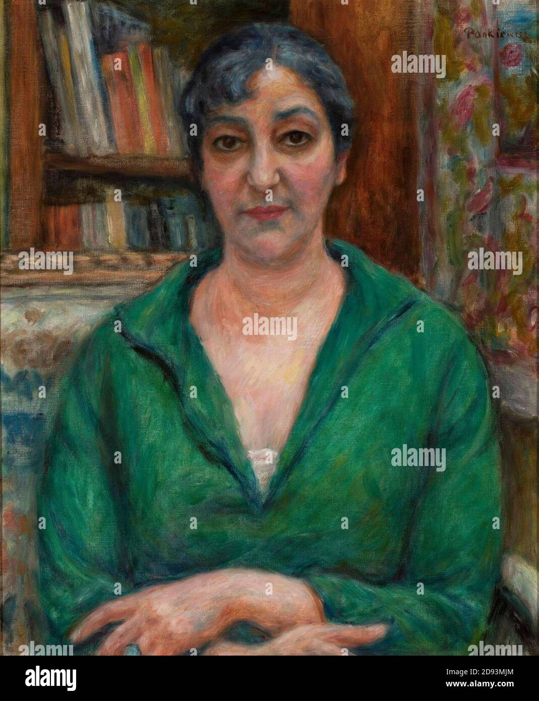 Józef Pankiewicz - Portret żony W zielonym swetrze. Banque D'Images