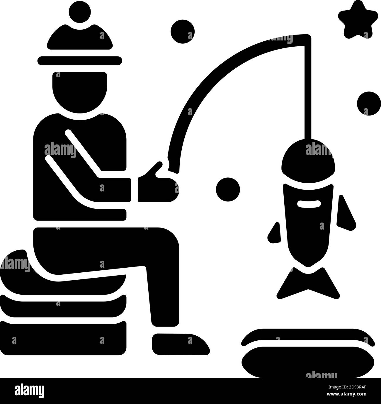 Icône de glyphe noir de pêche sur glace Illustration de Vecteur