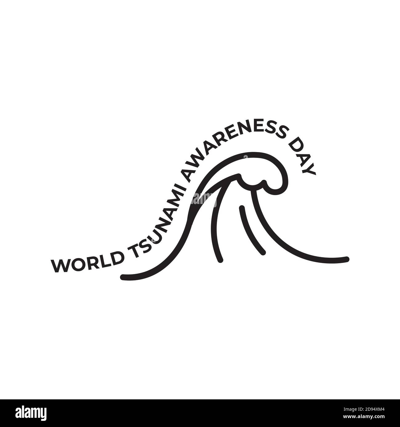 Journée mondiale de sensibilisation au tsunami, 5 novembre. Vecteur conceptuel d'illustration des vagues de marée haute. Visible à partir du rivage et de la vie marine Illustration de Vecteur