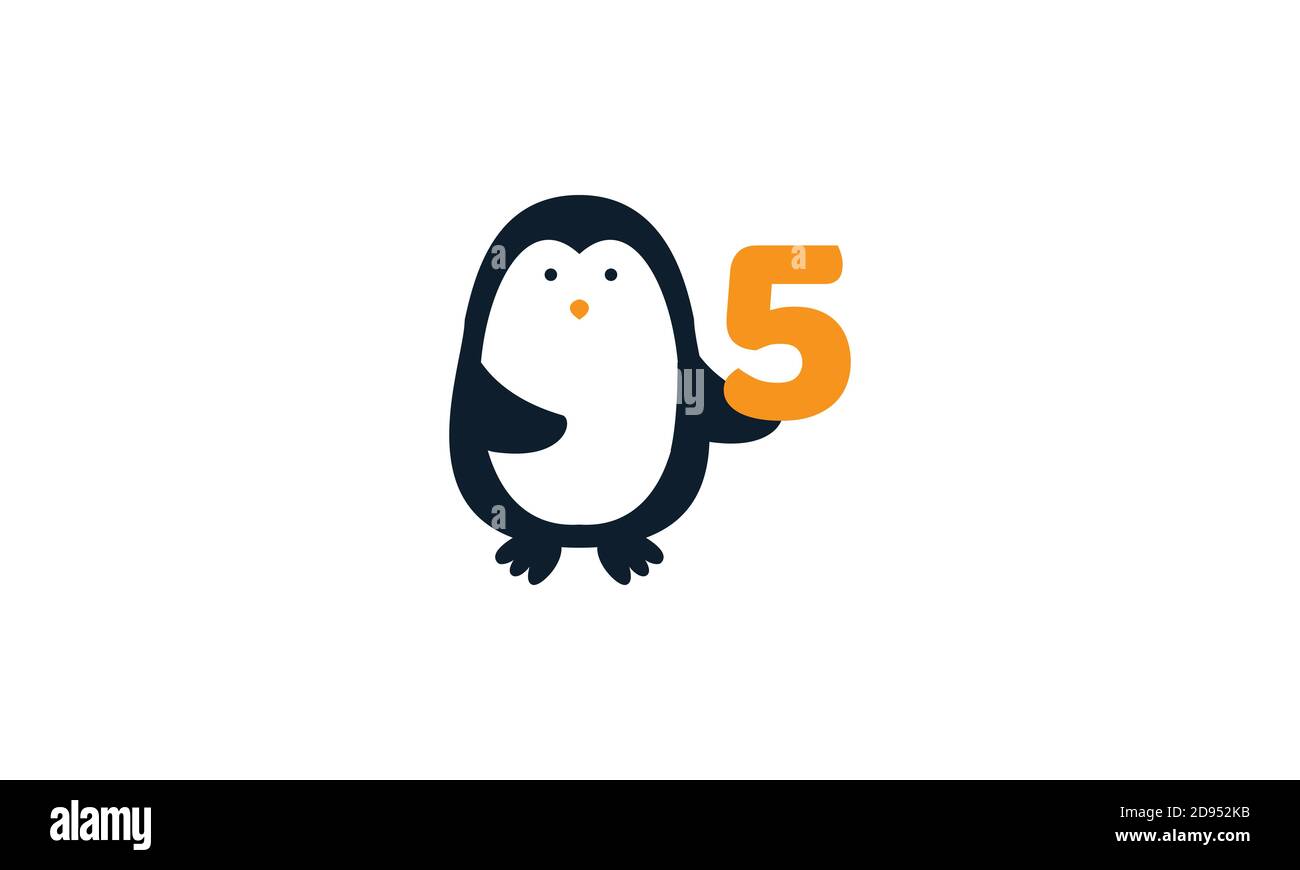 animal oiseau pingouin mignon avec le motif de vecteur numéro 5 Illustration de Vecteur