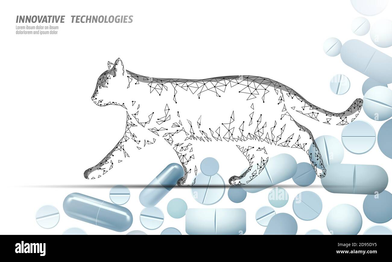 Modèle de bannière de pharmacie vétérinaire Silhouette Cat. Analyse microscope infection virale. Aide médicale VET Care. Vecteur du logo en ligne du médecin de l'hôpital vétérinaire Illustration de Vecteur