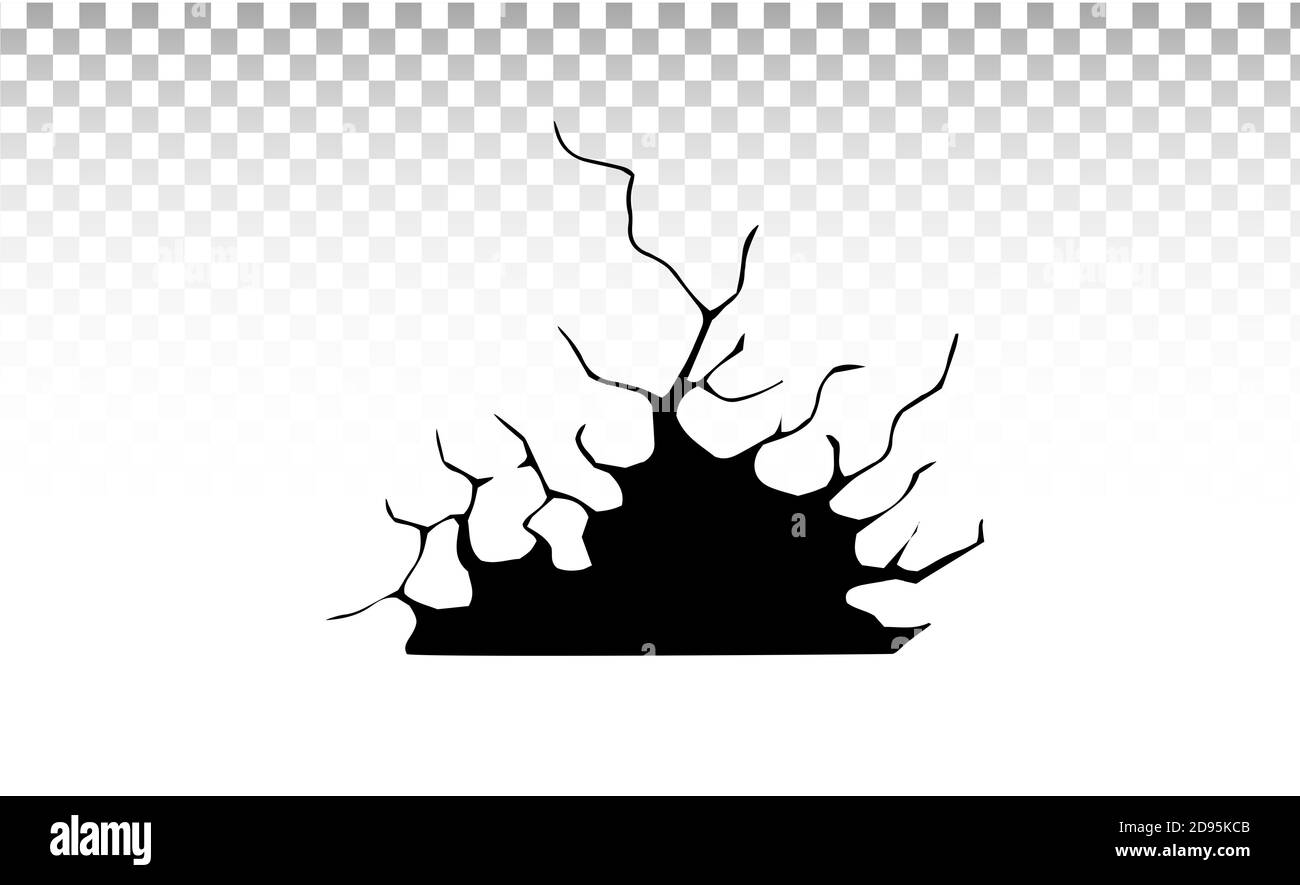 Fissures de masse. Tremblement de terre et fissures de terre, effet de trou, craquelure et texture de mur endommagée. Illustrations vectorielles pour tremblement de terre, accident, destruction Illustration de Vecteur