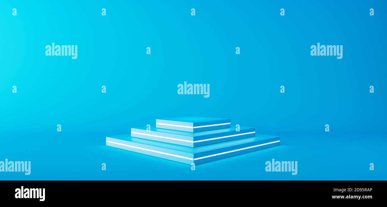 Forme géométrique abstraite couleur bleue podium sur fond bleu pour le produit. rendu 3d illustration 3d Banque D'Images