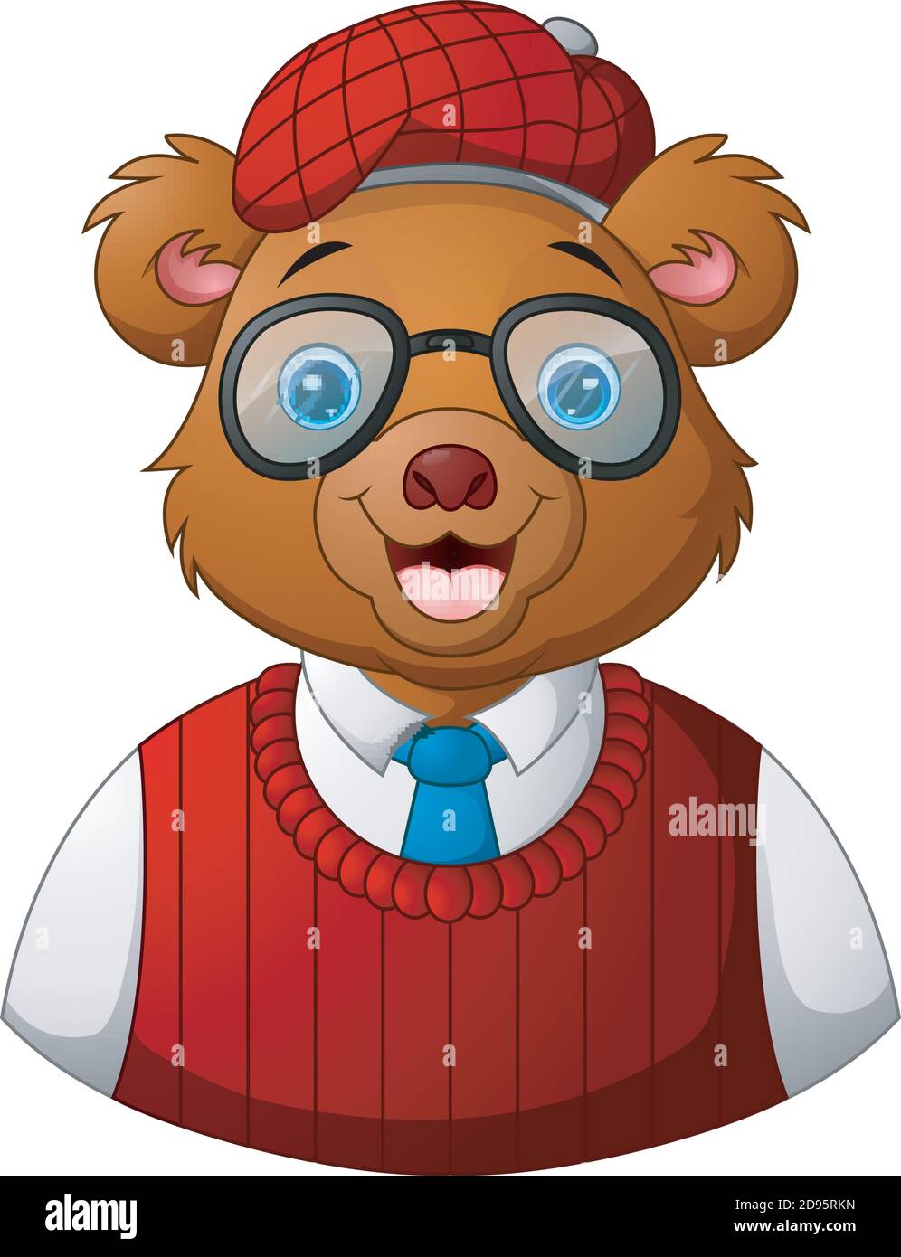 Taille basse ours habillé et lunettes Illustration de Vecteur