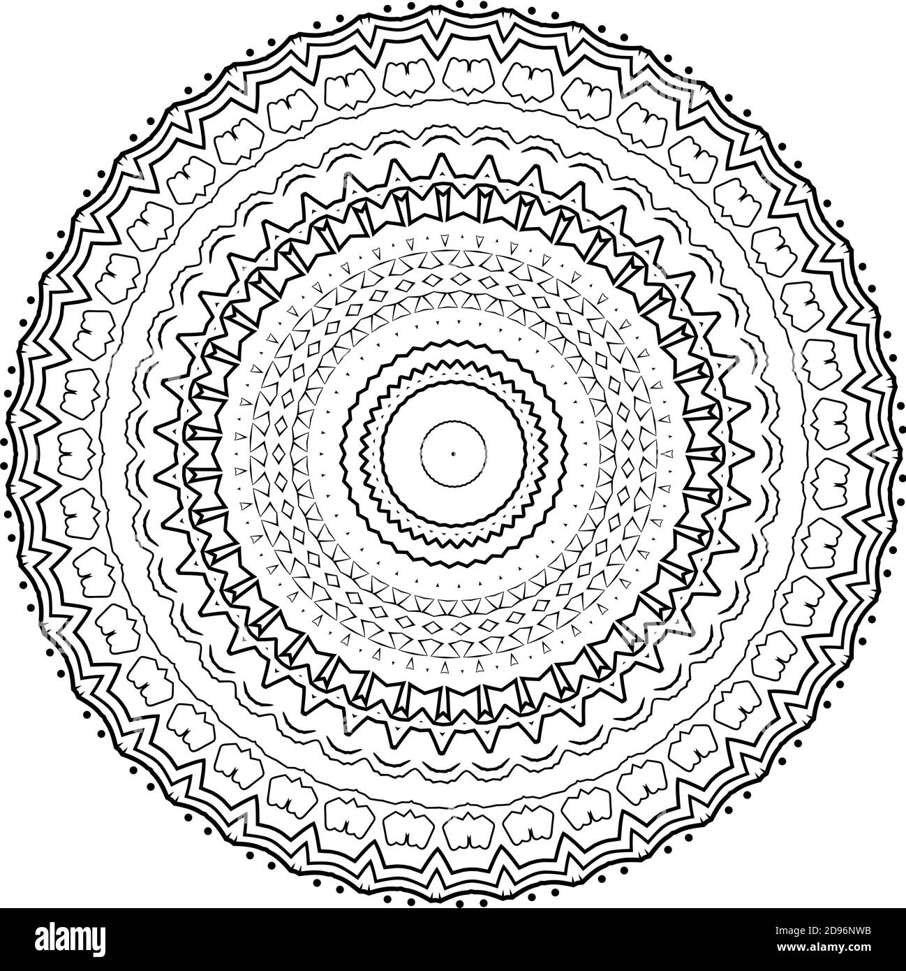 Mandala pour les cartes de vœux, l'impression de cas, etc. Motifs abstraits. Motif Diwali noir et blanc Banque D'Images