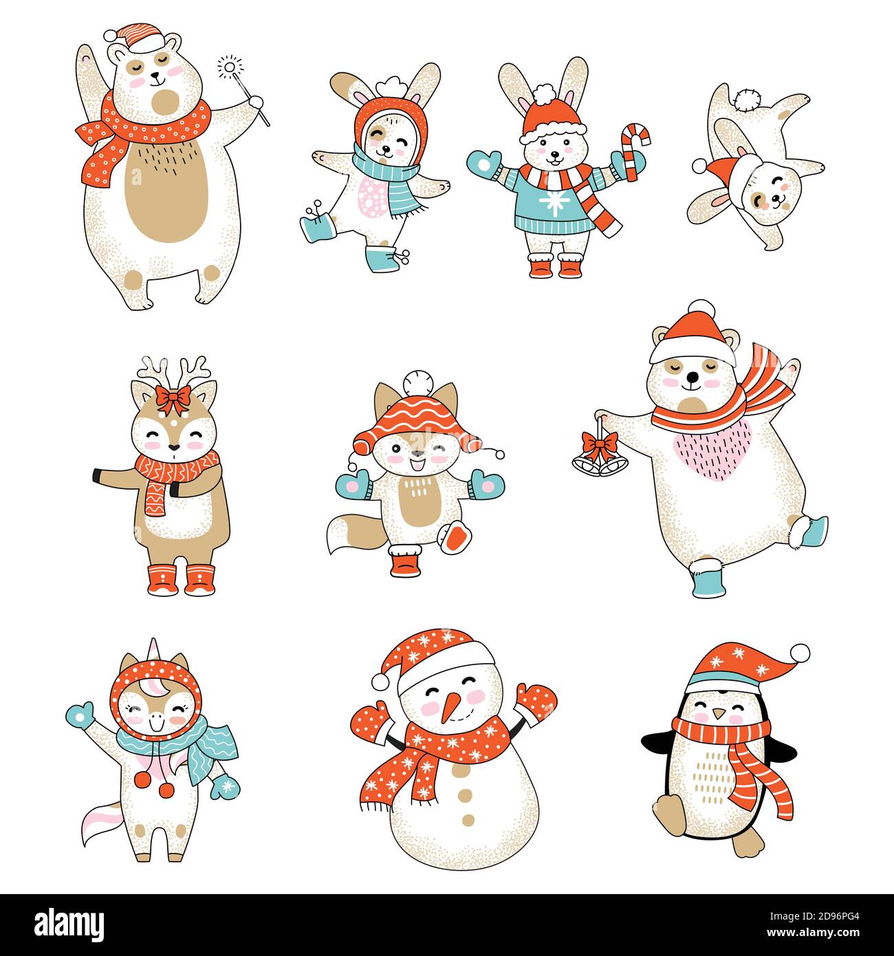 Ensemble vectoriel de personnages animaux dans les vêtements Illustration de Vecteur