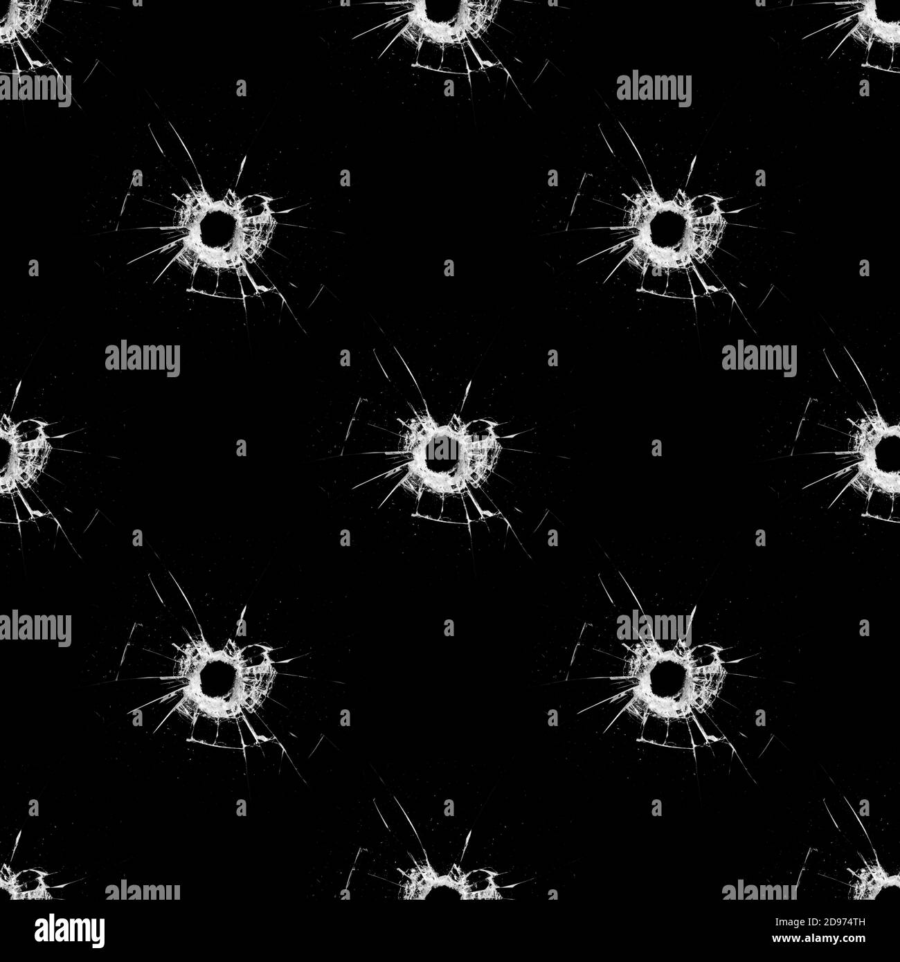motif sans couture avec fissures sur le verre isolé sur fond noir Banque D'Images