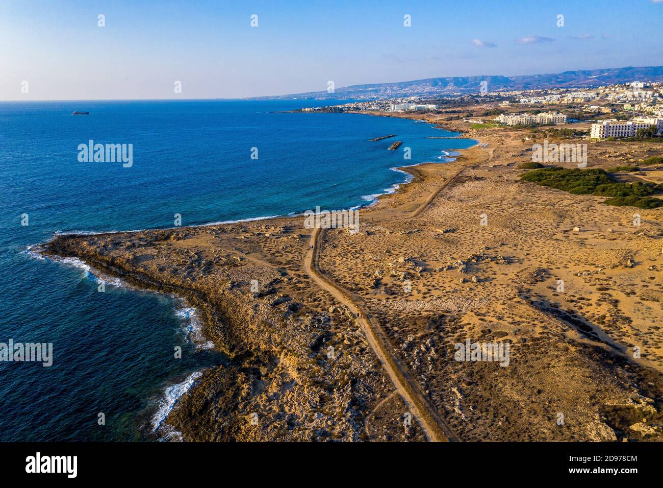 Vue aérienne du parc archéologique de la tombe des Rois, Paphos, Chypre. Banque D'Images