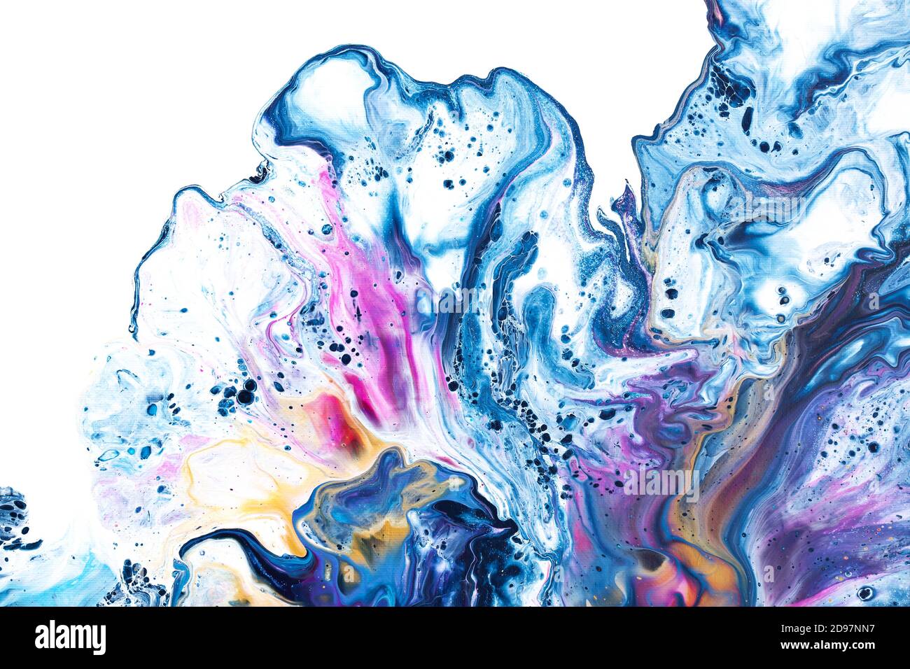 Pétales. Arrière-plan abstrait d'art fluide coloré avec bord isolé Banque D'Images