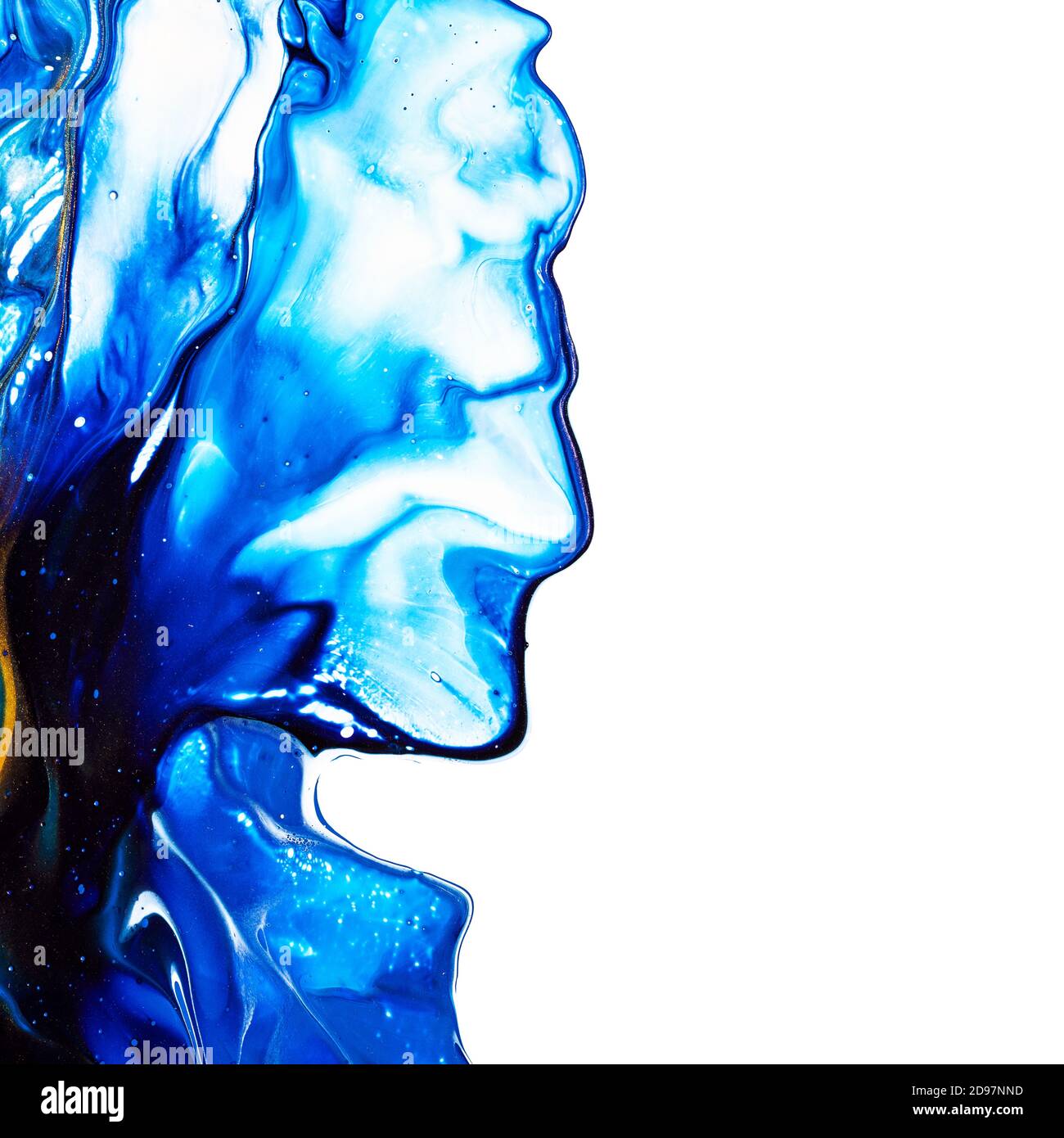 Pétales bleus - arrière-plan abstrait Fluid art avec bord isolé. Thème floral Banque D'Images