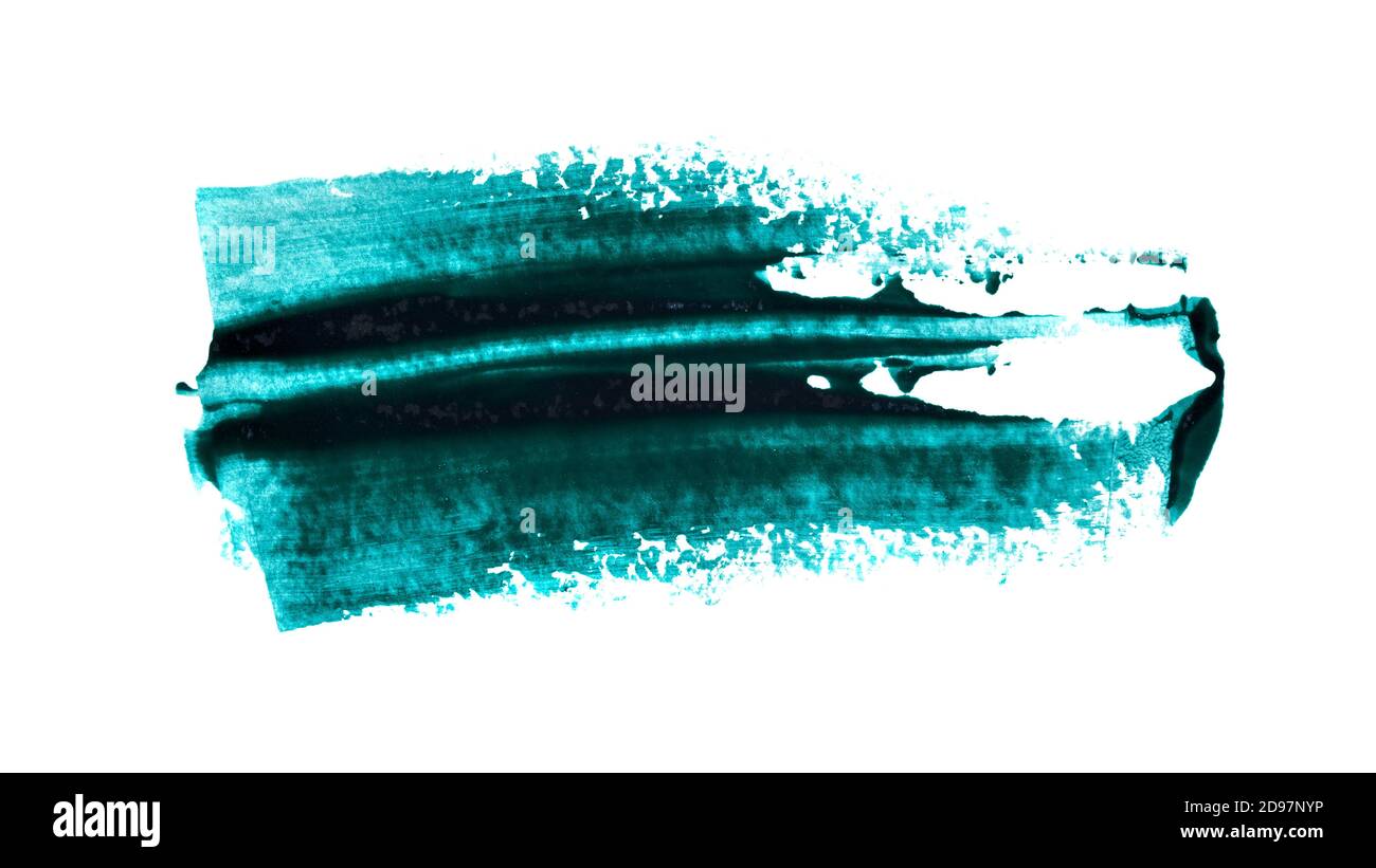 Pinceau vert expressif isolé sur fond blanc. Illustration raster Banque D'Images