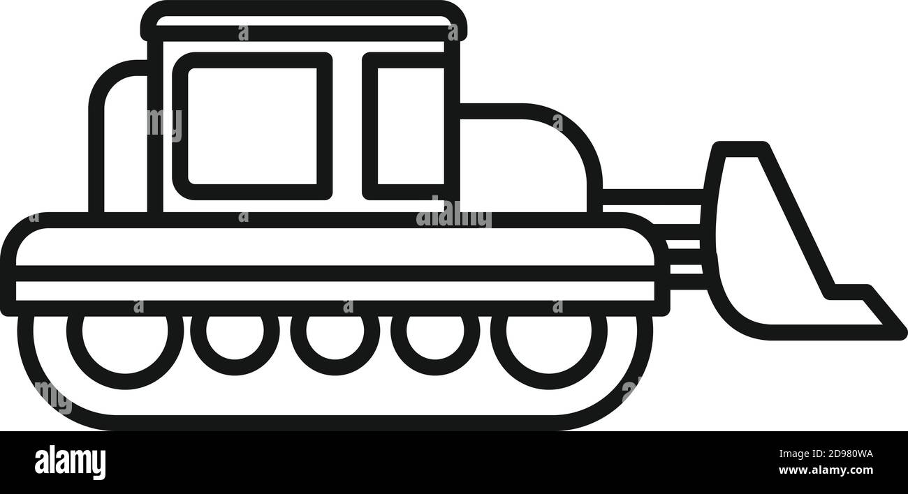 Icône bulldozer, style de contour Illustration de Vecteur