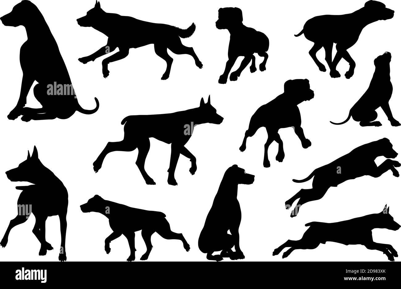 Chien Animal Silhouettes Set Illustration de Vecteur