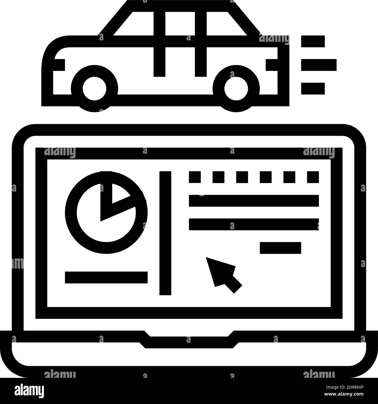 illustration vectorielle de l'icône de la ligne de programme de l'ordinateur de test du véhicule Illustration de Vecteur